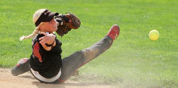 Girl playing softball